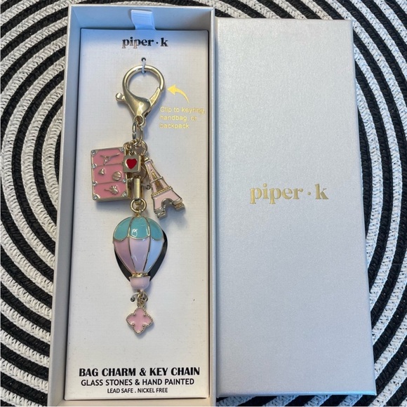 Piper K Handbags - Piper K Viral Paris Eiffel Tower Hot Air Balloon Bag Charm & Key Chain no box